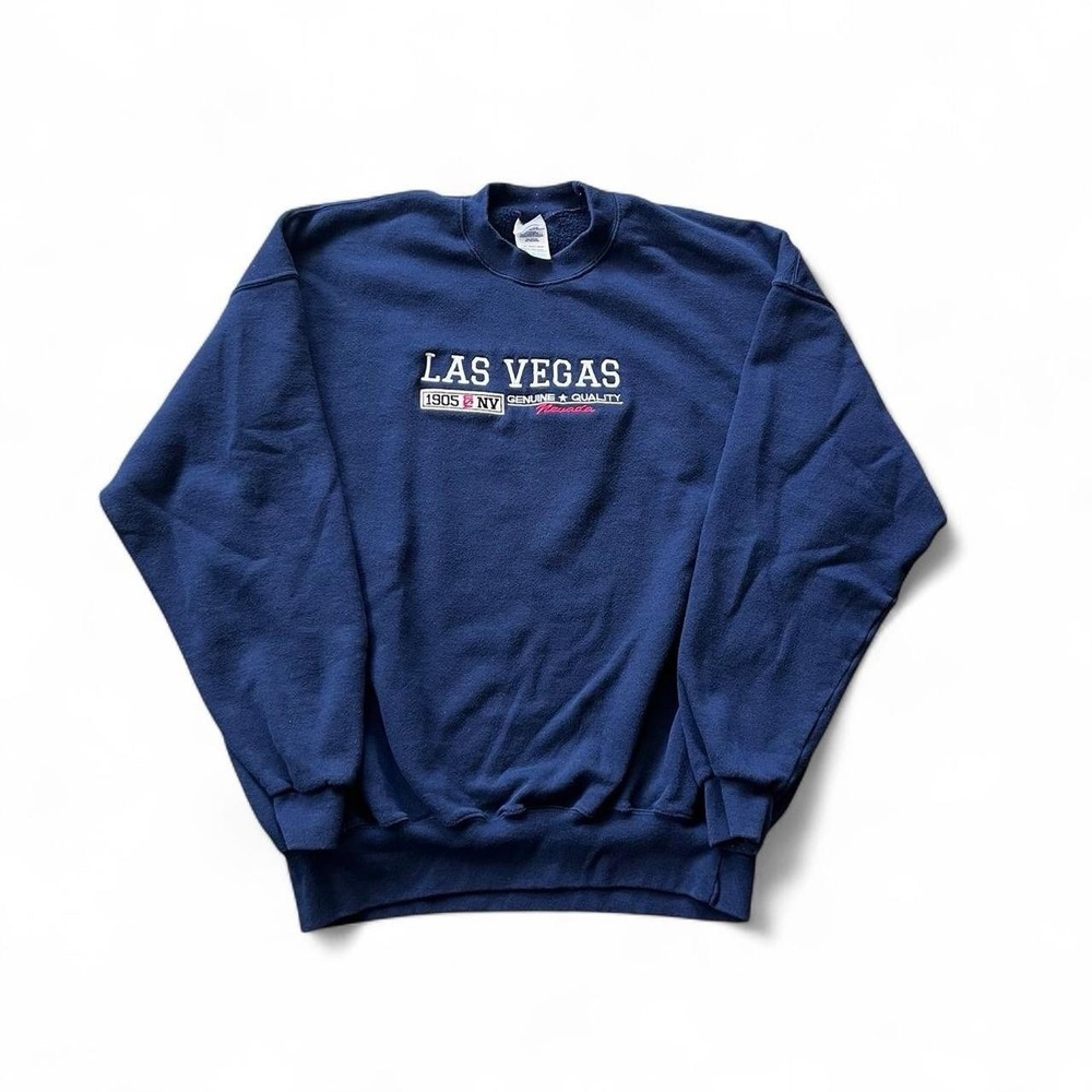Vintage Las Vegas Blue Long Sleeve Crewneck Delta Heavyweight Men's Size XXL